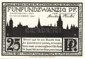 Német Birodalom/Weimari Köztársaság/ Paderborn 1921. 25Pf + 50Pf + 75Pf + 1M + 2M 5klf db, teljes so...