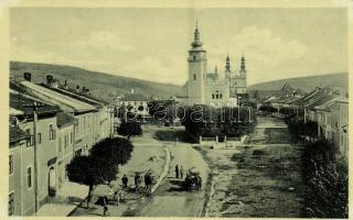 Podolin, Podolínec (Szepes, Zips); Fő utca, templom, városháza, üzletek / main street, church, town hall, shops