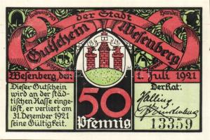 Német Birodalom/Weimari Köztársaság/ Wasenberg 1921. 50Pf + 75Pf + 1M 3klf db, teljes sor T:I