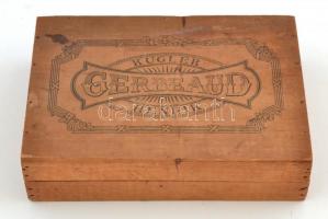 Kugler Henrik Gerbaud fa doboz, tollas ráírással, 19,5x13x5 cm