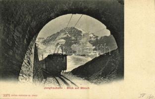 Mönch, Jungfraubahn / gauge rack railway tunnel, train