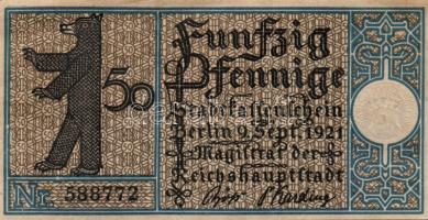 Német Birodalom/Weimari Köztársaság/ Berlin 1921. 50Pf(20x) 20klf db, teljes sor T:I