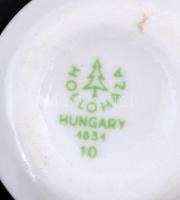 Hollóházi mini tejszínkiöntő (8 db), fehér mázas, aranyozott, apró kopásnyomokkal, 6×3 cm (8×)