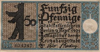 Német Birodalom/Weimari Köztársaság/ Berlin 1921. 50Pf(20x) 20klf db, teljes sor T:I