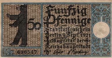 Német Birodalom/Weimari Köztársaság/ Berlin 1921. 50Pf(20x) 20klf db, teljes sor T:I