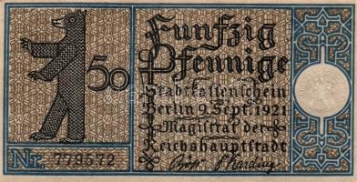 Német Birodalom/Weimari Köztársaság/ Berlin 1921. 50Pf(20x) 20klf db, teljes sor T:I