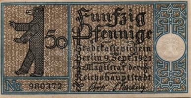 Német Birodalom/Weimari Köztársaság/ Berlin 1921. 50Pf(20x) 20klf db, teljes sor T:I