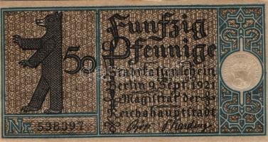 Német Birodalom/Weimari Köztársaság/ Berlin 1921. 50Pf(20x) 20klf db, teljes sor T:I