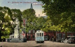 The Hague, Den Haag, s-Gravenhage; Buitenhof met Standbeeld Willem II / statue, tram