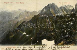 1904 Tátra, Magas Tátra, Vysoké Tatry; Hunfalvy-hágó, Ganek. Kiadja Franz Pietschmann / Sedlo Váha, Gánok / mountain peaks, High Tatras (EM)
