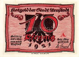 Német Birodalom/Weimari Köztársaság/ Arnstadt 1921. 10Pf(6x) 6klf db, teljes sor T:I
