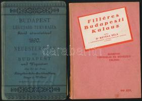 Dr. Matéka Béla: Filléres budapesti kalauz. Budapest történelmi és művészeti emlékeinek népszerű ismertetése. Bp.,1939, Dr. Vajna György és Társa, 66+6 p. Kiadói papírkötésben. Dedikált! + Budapest legújabb tervrajza rövid útmutatóval. 1890. Bp.,1890, Singer és Wolfner, 23+1 p. Kiadói egészvászon-kötés, Gottermayer-kötés, kopott borítóval, az útmutató kijár, a térkép hiányzik.