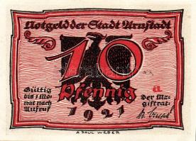 Német Birodalom/Weimari Köztársaság/ Arnstadt 1921. 10Pf(6x) 6klf db, teljes sor T:I