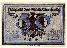 Német Birodalom/Weimari Köztársaság/ Arnstadt 1921. 50Pf(6x) 6klf db, teljes sor T:I