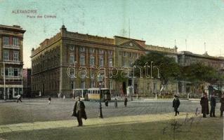 1909 Alexandria, Alexandrie; Place des Consuls / square, tram (Rb)