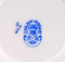 Zsolnay Pompadour mokkás készlet, 6 db csésze+alj,  jelzett, apró kopásokkal, d: 7,5 ill. 12 cm