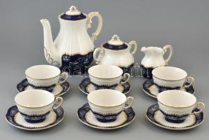 Zsolnay Pompadour mintás porcelán teás készlet, matricás, jelzett (3. osztályú), apró kopásnyomokkal
