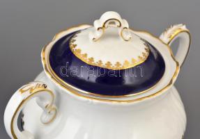 Zsolnay Pompadour mintás porcelán teás készlet, matricás, jelzett (3. osztályú), apró kopásnyomokkal