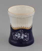 Zsolnay Pompadour mintás szalvétatartó, matricás, jelzett (3. osztályú), kopásnyomokkal, m:9,5 cm