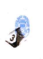 Zsolnay Pompadour mintás szalvétatartó, matricás, jelzett (3. osztályú), kopásnyomokkal, m:9,5 cm