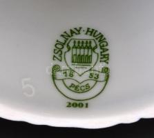 Zsolnay Pompadour mintás szalvétagyűrűk (6db), matricás, jelzett, kopásnyomokkal, 4×5 cm