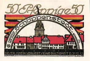 Német Birodalom/Weimari Köztársaság/ Schöppenstedt 1921. 50Pf(10x) 10klf db, teljes sor T:I