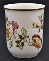 Zsolnay pillangós kis poharak (6db), kézzel festett, jelzett, apró kopásnyomokkal, m:6 cm (6×)