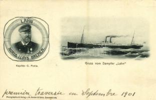 1901 Kapitan C. Pohle, Dampfer Lahn, Norddeutscher Lloyd Bremen / captain, steamship