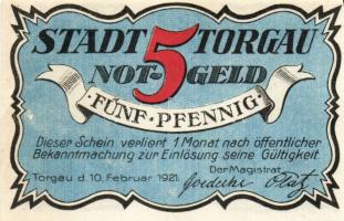 Német Birodalom/Weimari Köztársaság/ Torgau 1921. 5Pf + 10Pf + 25Pf + 50Pf 4klf db, teljes sor T:I