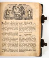 cca 1883 Az Aranykorona c. imádsádságos könyv egy kiadása, festett, rajzos, fatáblás, egészbőr kötés...