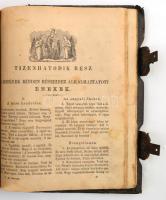 cca 1883 Az Aranykorona c. imádsádságos könyv egy kiadása, festett, rajzos, fatáblás, egészbőr kötés...