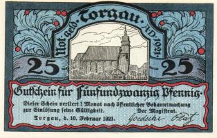 Német Birodalom/Weimari Köztársaság/ Torgau 1921. 5Pf + 10Pf + 25Pf + 50Pf 4klf db, teljes sor T:I