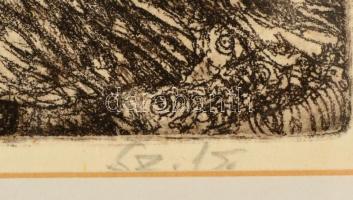 Szabó Vladimír (1905-1991): A hajdani Hortobágy. Rézkarc, papír, jelzett (Sz.V.), üvegezett keretben...