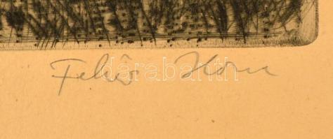 Fehér Ilona (1913-1983): Kikötött csónak. Rézkarc, papír, jelzett, 30x25 cm