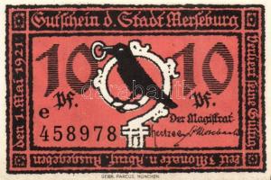 Német Birodalom/Weimari Köztársaság/ Merseburg 1921. 5Pf + 10Pf + 20Pf + 25Pf + 50Pf(6x) összesen 10...