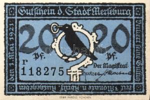 Német Birodalom/Weimari Köztársaság/ Merseburg 1921. 5Pf + 10Pf + 20Pf + 25Pf + 50Pf(6x) összesen 10...