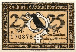 Német Birodalom/Weimari Köztársaság/ Merseburg 1921. 5Pf + 10Pf + 20Pf + 25Pf + 50Pf(6x) összesen 10...