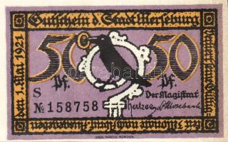 Német Birodalom/Weimari Köztársaság/ Merseburg 1921. 5Pf + 10Pf + 20Pf + 25Pf + 50Pf(6x) összesen 10...