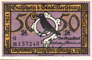 Német Birodalom/Weimari Köztársaság/ Merseburg 1921. 5Pf + 10Pf + 20Pf + 25Pf + 50Pf(6x) összesen 10...