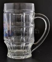 Oktoberfest üveg söröskorsó, kopásnyomokkal, m: 16 cm
