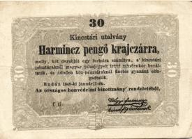 1849. 15kr + 30kr "Kossuth bankó" T:II/III