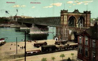 1911 Mannheim, Rheinbrücke / bridge, quay, industrial railway