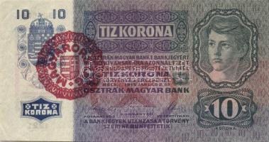 1915. 10K(2x) piros "Magyarország" körbélyegzővel kevés ugrású sorszámokkal T:II