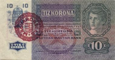 1915. 10K(2x) piros "Magyarország" körbélyegzővel kevés ugrású sorszámokkal T:II