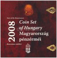 2008. 1Ft-100Ft (7xklf) Reneszánsz emlékév forgalmi sor szettben + Mátyás denár Ag fantáziaverete Reneszánsz emlékév dísztokos forgalmi szettben T:BU Adamo FO42.3