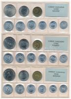 1977-1979. 2f-10Ft (9xklf) érmés forgalmi sor fóliatokban (3xklf) T:1 
Adamo FO10, FO11, FO12