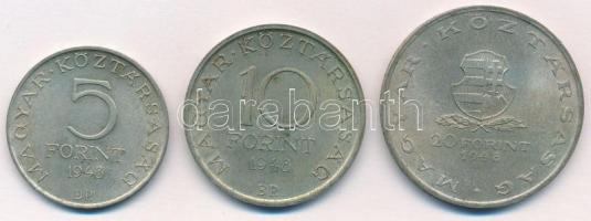 1948. 5Ft Ag "Petőfi" + 10Ft Ag "Széchenyi" + 20Ft Ag "Táncsics" - &qu...