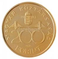 1993. 200Ft aranyozott Ag "MNB" T:1-
Adamo F13