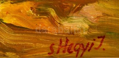 Siklódi Hegyi István (1917 - ): Falurészlet. Olaj, farost. Jelzett. 31x40 cm Keretben