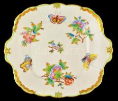 Herendi Viktória tál. Kézzel festett, jelzett, javított. 28x25 cm